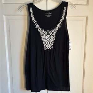 RXB Black and White Embroidered Tank Top